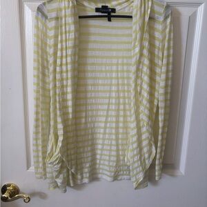 Women’s Yellow and White Striped Open Cardigan Size M